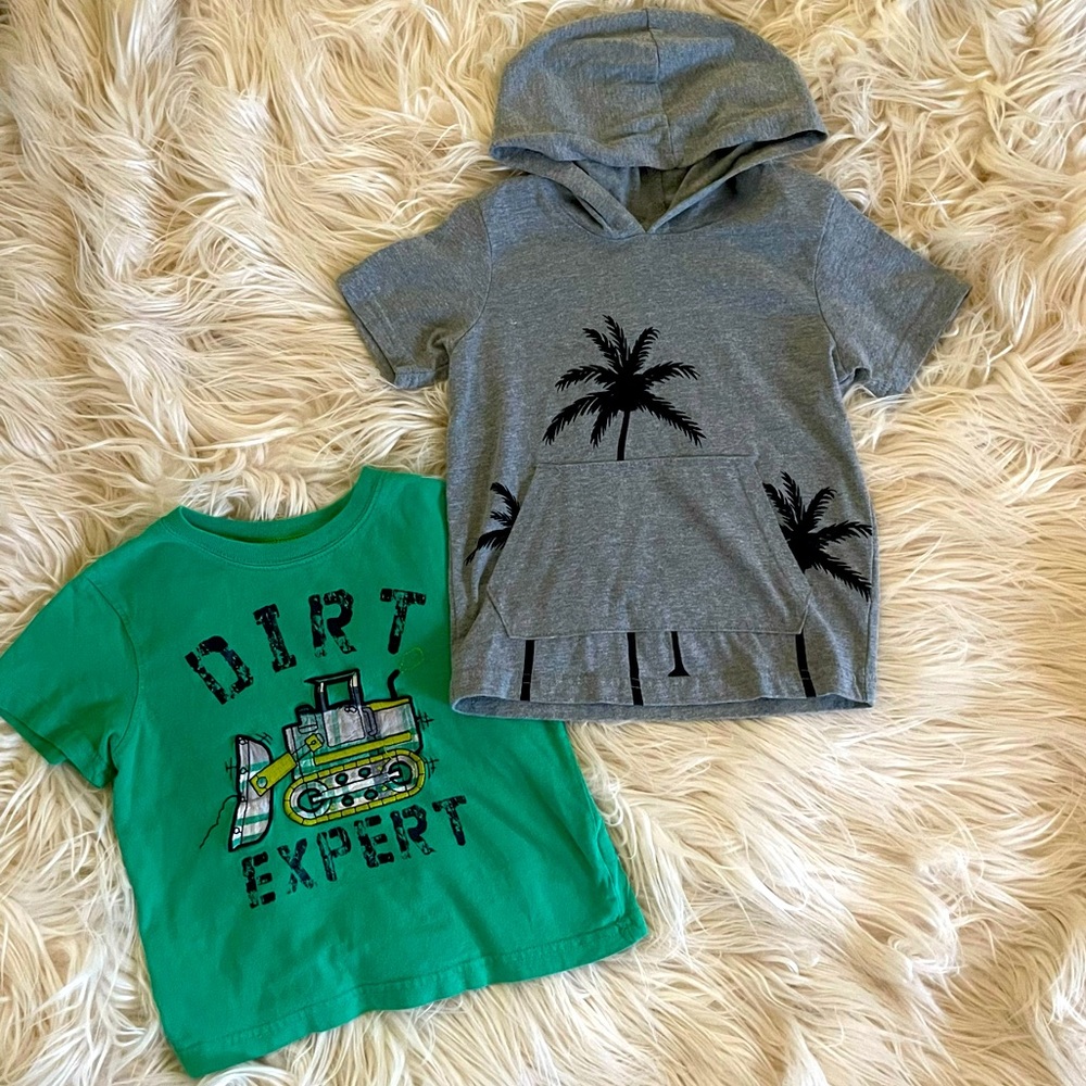 Boys 3T 2 Piece T-Shirt Bundle!! Hooded T Shirt with Pocket & short sleeve T